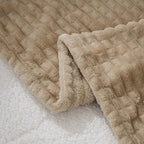Puncuntex Flannel Fleece Beige Throw Blanket 50"×60",Super Soft Plush Cozy Blanket with 3D Jacquard Square Grid Design Luxury for Couch Sofa Chair,Khaki - color: Khaki, size: 50"×60"