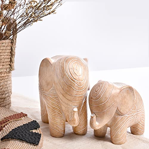 Elephant Statue, African Animal Decor, Wooden Elephant Gift for Women, Boho Decor for Living Room, Shelf, Office（1Pack, Small ） - color: Small Wood Elephant