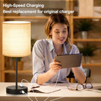 Lynnoland Set of 2 Touch Control Table Lamps, 3-Way Dimmable Bedside Nightstand Lamps for Bedroom Living Room Nursery, 800 Lumens 3000K Warmlight Bulbs Included - color: （2 Pack) Rattan & Black(Base)-3000K Bulbs Included