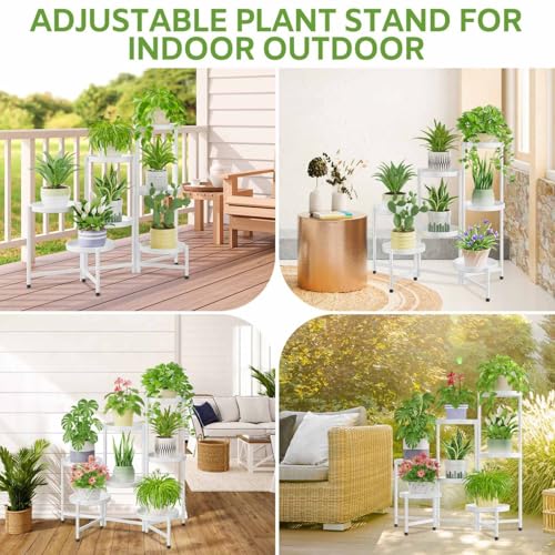 iDavosic.ly 7 Tier Large Plant Stand Indoor, 10 Inch Wide Tall Corner Metal Plant Stands Outdoor for Multiple Plants, Folding Tiered Flower Display Holder Rack Shelf, White - color: White, size: 7 Tiers