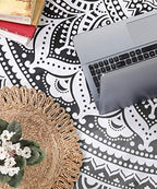 Popular Handicrafts Round Tapestry Wall Hanging Ombre Hippie Mandala Bohemian Hippy Intricate Indian Tapestries Tablecloth 68 Inches (173cm) Blue & Black Grey - color: Blue and Black Grey