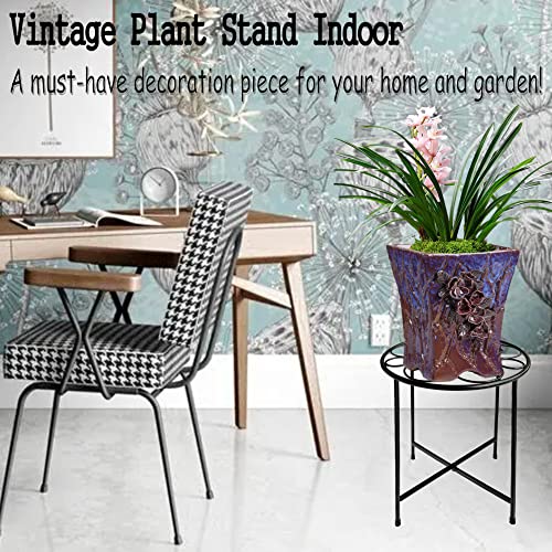 Plant Stand, 15'' Tall Plant Stands Indoor Outdoor Set of 2, Retro Design Round Plant Stand, Rust-proof Coated Metal Plant Pot Stand Flower Stands for Indoor Plants Patio Garden Home Decor - size: 15'' 2 COUNT