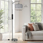 Ambimall Arc Floor Lamp for Living Room with Remote, Color Temperature & Brightness Adjustable, Bohemia Standing Lamp with Rattan & Fabric Double Drum Shades, Bulb Included(Deep Gray) - color: Deep Gray Bohemian