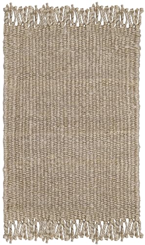 SAFAVIEH Natural Fiber Collection Accent Rug - 2' x 3', Grey, Handmade Boho Fringe Woven Jute, Ideal for High Traffic Areas in Entryway, Living Room, Bedroom (NF368C) - color: Grey, size: 2' x 3' (Rectangular)