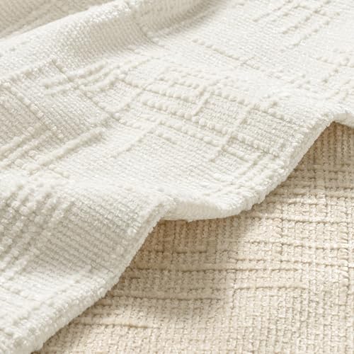 MIULEE Textured Throw Pillow Covers Thick Chenille Decorative Pillows Cream White 24x24 Inch Set of 2 Modern Boho Farmhouse Home Decor Neutral Cushion Covers for Couch Sofa Living Room Bedroom - color: Cream White, size: 24" x 24" (Pack of 2)