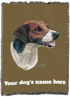 Pure Country Weavers English Foxhound Dog Personalized Woven Blanket Sand by Robert May - Gift Cotton Tapestry Throw - Made in The USA - 72" x 54" - color: Sand, size: 72" x 54" - Custom