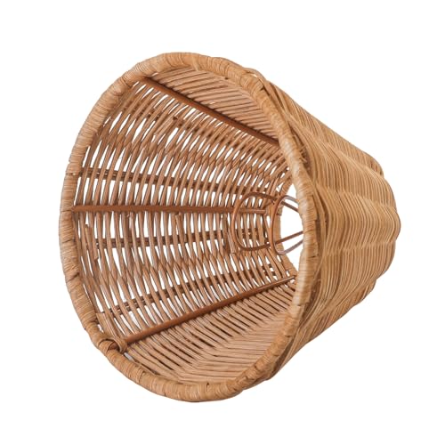 KASTLITE Woven Rattan Chandelier Lamp Shades - Empire Clip On Ceiling Light Cover - Boho Lampshades for Small Table & Sconce Fixtures - 3" Top x 6" Bottom x 5.25" Slant, Natural Brown Wicker, Set of 6