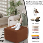 MeMoreCool Square Stuffed Pouf Ottoman Foot Rest, Floor Pouf Foot Stool with Foam Chunk Filling, Soft Stuffed Ottoman Footrest for Living Room, Coffee - color: Striped Coffee