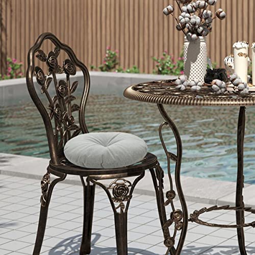 Bistro Chair Cushions 15 inch,Set of 2,Tufted Round Chair Cushions with Ties,15"x15"x4",Water Resistant Round Seat Cushion for Barstool Chairs,Patio Garden Kitchen Outdoor Furniture(Light Gray) - color: Light Gray, size: 15"x15"