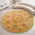 Carvapet 6 ft Round Washable Rug, Imitation Jute Low Pile Circle Carpet with Non Slip Rubber Backing, Foldable Stain Resistant Area Rug for Living Room Bedroom Office Bathroom - color: S-brown, size: 6' (Round)