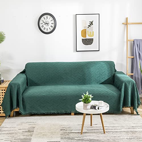 AIVIA Couch Cover Sheet Blanket, Oversized Couch Covers for 3 Cushion Sofa, Extra Large Furniture Decoration Covers Sofa Throws Sofa Slipcovers, L-Shape U-Shaped Sectional Protector for Cats Dogs - color: Blackish Green, size: 71” x 118”
