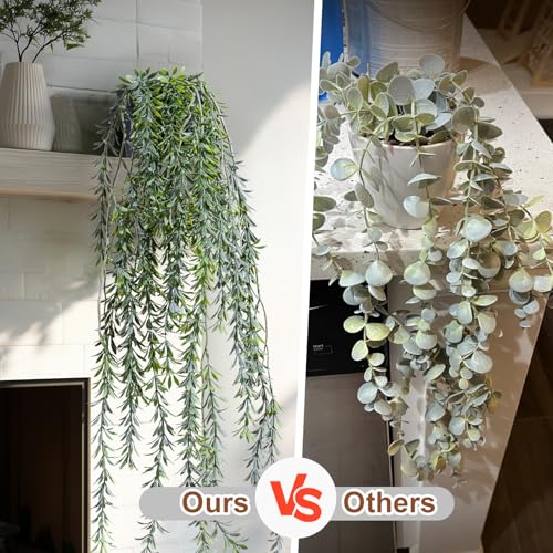 Artificial Hanging Plant 2 Pcs Faux Plant Ivy Vine Faux Eucalyptus Vines Fake Potted Greenery for Wall Living Room Home Shelf Office Bathroom Outdoor Indoor Decor (Type 5) - color: Type 5