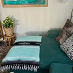 Open Road Goods Mexican Diamond Blanket - XL Heavyweight Yoga Blanket – Handmade in Mexico - Thick Boho Serape Saltillo Style Throw for Beach, Picnic, Home, Camping and More! (Mint & Black) - color: Mint & Black