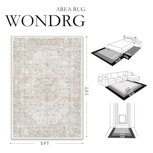 2x5 Washable Vintage Runner Rug for Living Room Bedroom Beige Grey Soft Tranditional Non Slip Runner Rug Lightweight Floral Low Pile Distressed Carpet Hallway Kitchen Bedroom - color: Vintage | Beige Multi, size: 2'x5'