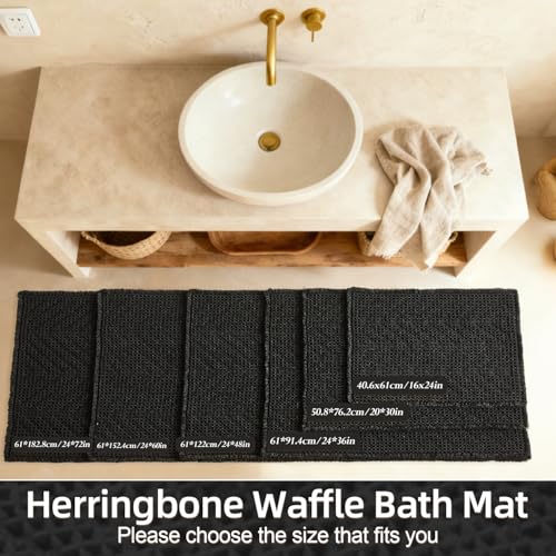 Sunfly Black Bathroom Rug, Waffle Bath Mat Non-Slip Washable Super Absorbent Quick Dry,Quick Drying，Boho Farmhouse Bathroom Decor 16"x24" Black - color: Black, size: 1'4" x 2' (Rectangular)