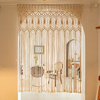 Mkono Macrame Curtain Large Boho Woven Wall Hanging Window Curtains Handmade Bohemian Decor for Window Doorway Closet Wedding Backdrop Arch Bedroom Living Room Apartment, 51''Wide x 70''Long - size: 51"W x 70"L
