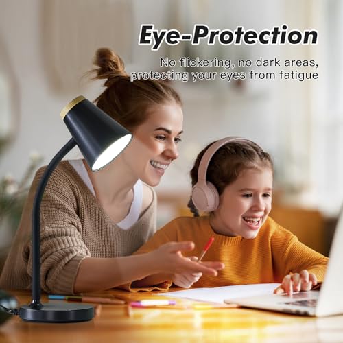 EJIAXIN Desk Lamp for College Dorm Room - Small LED Desk Lamp Touch Dimmable Reading Light for Home Office - Adjustable Flexible Gooseneck Table Lamp for Bedside Bedroom Nightstand Black - color: Black