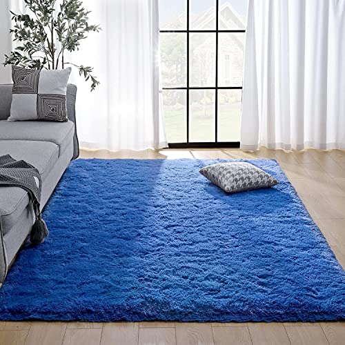 Kelarea Area Rug for Living Room, 5x8 Non-Slip Navy Blue Rug Fluffy Soft Shag Rugs, Fuzzy Shaggy Plush Carpet for Bedroom, Nursery Rooms, Home Dorm - color: Navy Blue, size: 5 x 8 Feet