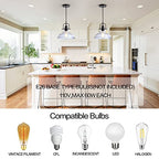 Zlepmlla Glass Pendant Light，Black Pendant Light Fixtures with Seeded Glass Shade, Adjustable Height Hanging Lights for Hallway, Kitchen Island, Dinning Room（Bulb not Included） - color: Black