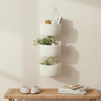 Over the Door Hanging Basket, Decorative Hanging Basket Storage, Organizing, Decorative Boho Decor for Nursery, Bedroom, Living Room with 4 Hooks, Whte