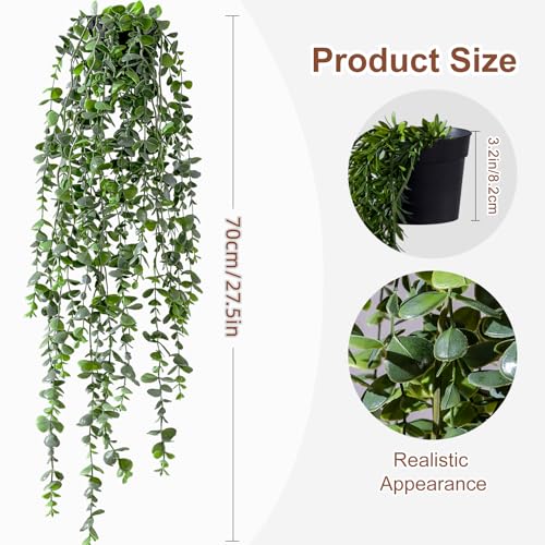 Artificial Hanging Plant 2 Pcs Faux Plant Ivy Vine Faux Eucalyptus Vines Fake Potted Greenery for Wall Living Room Home Shelf Office Bathroom Outdoor Indoor Decor (Type 6) - color: Type 6