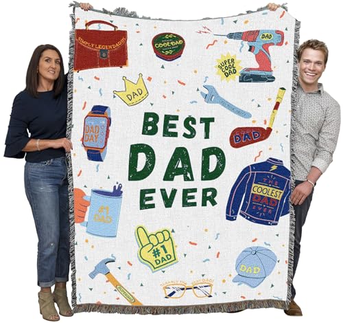 Pure Country Weavers Best Dad Ever Blanket - Gift Tapestry Throw Woven from Cotton - Made in The USA (72x54) - color: Best Dad Ever, size: 72x54
