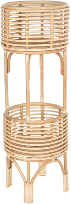 KOUBOO Rattan Indoor Two-Tier Plant Stand, Natural Planter, Large, Brown