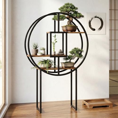 OFFICEROO Indoor Plant Stand 4ft 3in – Modern Asian Inspiration Moon Plant Stand, Circle Plant Shelf
