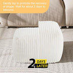 MeMoreCool Square Stuffed Pouf Ottoman Foot Rest, Stripe Furry Floor Pouf Foot Stool with Foam Chunk Filling, Soft Fluffy Stuffed Ottoman Footrest for Living Room, Faux Fur Beige - color: Ribbed Beige