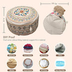 MOCOFO Round Bohemian Ottoman Pouf Cover, 18 Inch, Cotton Blend, Church Window Print, Living Room Storage Footrest, Cover Only (Little Wild) - color: Little Wild