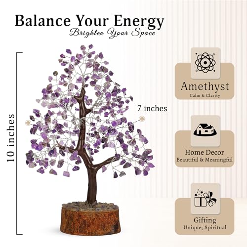 Amethyst Crystal Tree, Healing Crystals, Purple Room Decor, Crystal Decor, Crystal Tree, Purple Desk Accessories, Purple Decor Tree, Spiritual Decor, Feng Shui Decor, Amethyst Crystal Rock Tree 10-12" - color: Amethyst Silver Wire