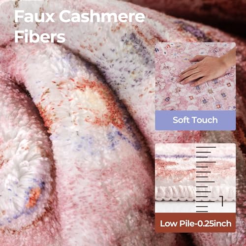 9x12 Area Rugs for Living Room, Machine Washable Low Pile Rug, Non Slip Backing Boho Rugs for Bedroom, Printed Soft Vintage Carpet Peach Pink 9 x 12 - color: 08/Peach/Soft Blush/Thistle/Terracotta, size: 9' x 12' (Rectangular)