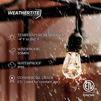 Brightech Ambience Pro Incandescent Outdoor String Lights - Commercial Grade Waterproof Patio Lights with 48 Ft Dimmable Edison Bulbs, Porch String Lights for Patio, Backyard - 15 Bulbs 11W - size: 48 FT - 15 Bulbs