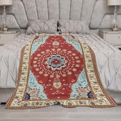Boho Throw Blanket,Blue Red Ethnic Farmhouse Pattern Soft Throw Blanket for Couch Sofa Camping Office Travel Home Bedroom Decor All Seasons 30"x40" - color: Boho-15, size: 30x40in