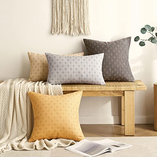 MIULEE Pack of 2 Decorative Burlap Linen Throw Pillow Covers Modern Farmhouse Vintage Pillowcase Rustic Woven Textured Cushion Cover for Sofa Couch Bed 18x18 Inch Dark Grey - color: Dark Grey, size: 18" x 18" (Pack of 2)