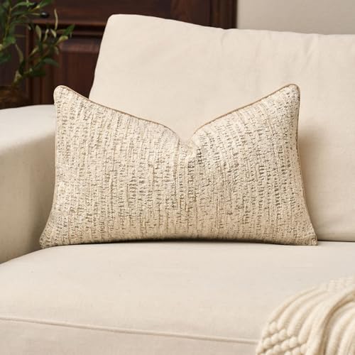 Yangest Chenille Pillow Cover 12 x 20 Inches, Thick Textured Rectangle Throw Pillow Cover Farmhouse Modern Soft Accent Couch Neutral Pillow Cover for Living Room Bedroom, Beige - color: Beige, size: 20" x 12" (Pack of 1)