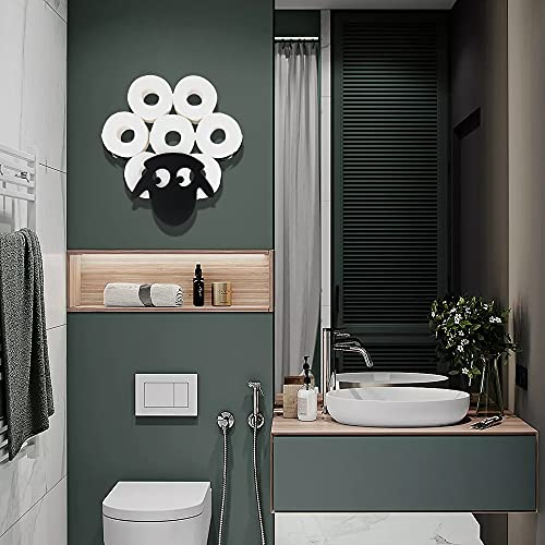 G Ganen Animal Decorative Toilet Paper Holders - Tissue Paper Storage Stand | Wall Mount Iron Tissue Basket, Sheep Art Decoration | Bathroom House Office Décor Tissue Paper Rolls Storage Shelf (Sheep)