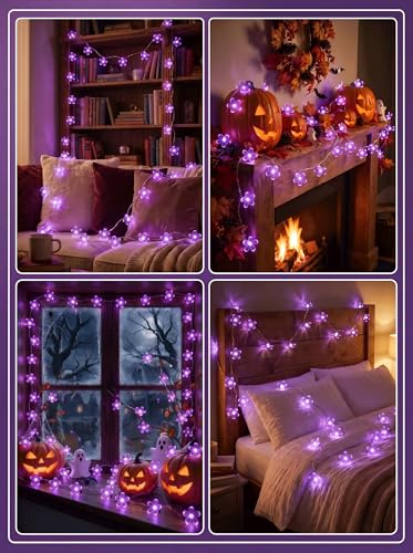 Flower Battery Operated Indoor String Lights 30LED Cherry Blossom Fairy String Lights Waterproof Outdoor for Garden Fence Party Camping Birthday Wedding Room Home Decoration Purple - color: Purple