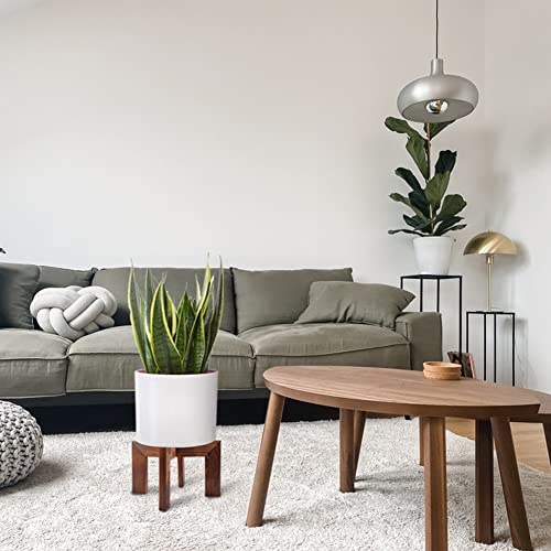 Gendral Forwepup 3 Pack wood Plant stand, Mid Century Modern Planter Stand Rattan Flower Pot Stand, Low Short Plant Stands Indoor - Boho Rustic Wooden Stool for Plant Pot Holder, Fit 5-15 Inch Pot - color: 3 Pack Wood Grain