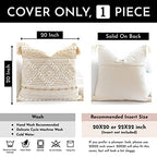 BlissBlush Cream White Boho Throw Pillow Cover 20X20, Boho Woven Textured Pillow Cover, Neutral Pillow Cover, Sofa Couch Bed Farmhouse Lumbar Pillow (Cover ONLY) - color: Cream, size: 20" x 20" (Pack of 1)