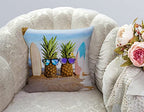 TSSOHU Yellow Pineapple with Glasses on The Sandbeach Throw Pillow Case Cushion Cover Couch Sofa Decorative Square 18x18 inches - color: Tss49
