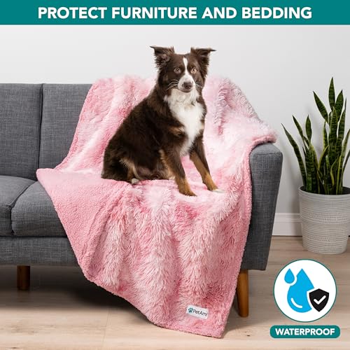 PetAmi Waterproof Dog Blanket for Couch, Bed & Furniture,Reversible Sherpa & Faux Fur Pet Blanket, Leakproof Blanket for Puppy Cat, Washable Soft Calming Pet Couch Protector (29x40, Tie-Dye Pink) - color: Tie-dye Pink, size: Medium (29x40)