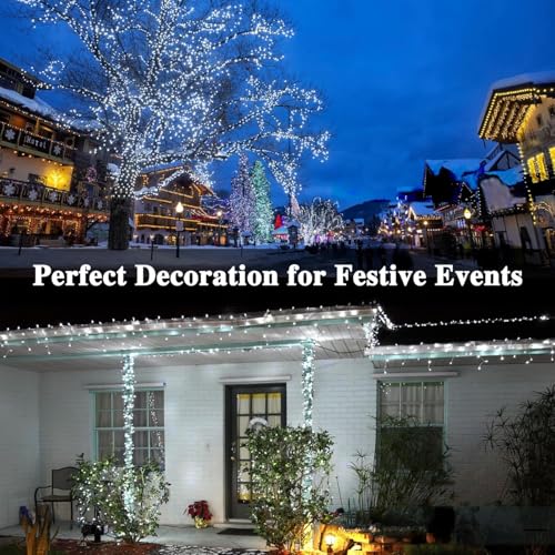 66 FT 200 LED Christmas String Lights Outdoor/Indoor, Extendable Twinkle Fairy Lights Waterproof Clear Wire with 13 Modes for Garden Bedroom Patio Christmas Tree Decorations (Cool White) - color: Cold White, size: 200LED