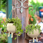 Swing Face Planter Pot Hanging Resin Flower Head Planters for Indoor and Outdoor Plants, Succulent Pots for String of Pearls Plant - Ideal Gifts for Mother's Day and Christmas (Medium) - size: Medium