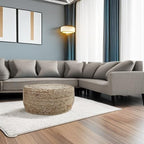 Jute Pouf Ottoman | Footrest Pouf | Hand Braided - Round Boho Pouffe - for Living Room, Bedroom, Nursery (20"x20"x10") Natural