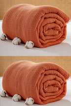 Muslin Blanket - Pure 100% Turkish Cotton Airy Soft Light Versatile Gauze Throw Blanket for Bed, Couch, Sofa (Brick, Twin XL Size (71" x 95" inch)) - color: Brick, size: Twin XL Size ( 71" x 95" inch )