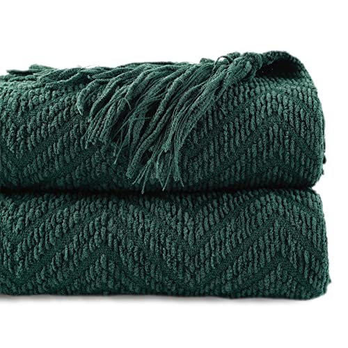 BATTILO HOME Forest Green Throw Blanket Couch,Knit Christmas Throw Blanket Versatile Chair,Super Soft Warm Christmas Decor Throw Tassels Bed,Sofa and Living Room,50'' x 60'' - color: Christmas Green, size: 50"x60"