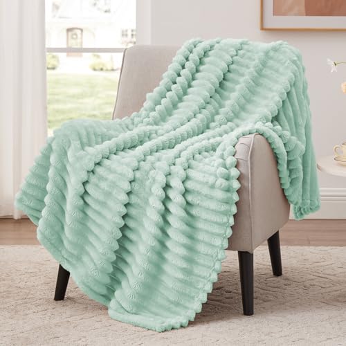 EXQ Home Gentle Soft Fleece Throw Blanket – Cozy Lightweight Blanket for Couch Bed – All-Season Warm Fuzzy Flannel Blanket for Women Mom Her – Gifts for Mother's Day Birthday(60"x80",Aqua) - color: Aqua, size: Twin