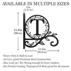 Personalized Initial Metal Plant Hanger Bracket, Decorative Wall Mount Hanging Plant Hook, Monogram Floral Leaf Garden Stake for Hanging Baskets Bird Feeders Lanterns Wind Chime (Custom made) - style: Custom made
