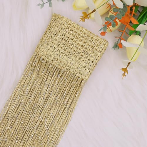 2 Pack 39 x 79 Inch String Curtains for Doorway, Home Decor Sequin Glitter String Curtain Boho Doors Tassel for Windows, Closet, Living Room, Bedroom, Hallway, Party (Champagne) - color: Champagne